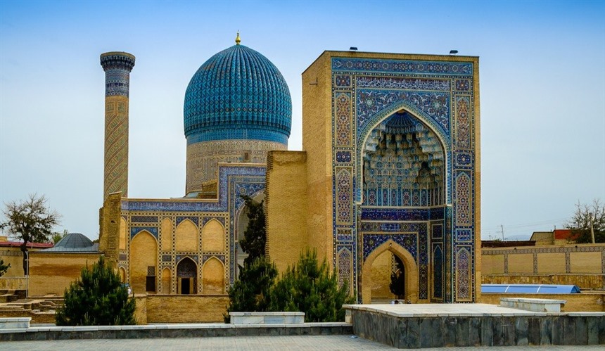 The Gur-Emir Mausoleum in Samarkand, Uzbekistan - one stop on the Silk Road by Train journey