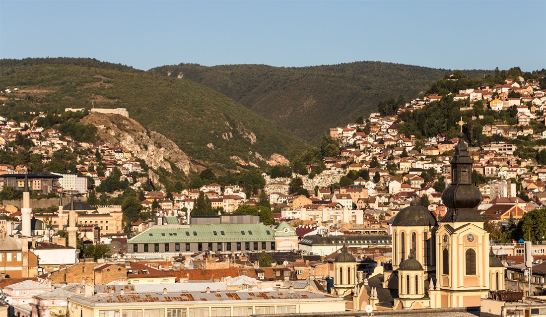 Sarajevo Old Town with both the Orthodox cathedral and the mosque visible. © AsiaTravel