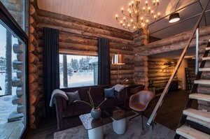 Lounge of Log Cabin 1 and 2 at Arctic Retreat