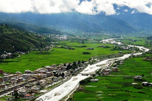 Paro town in the Paro Valley, western Bhutan