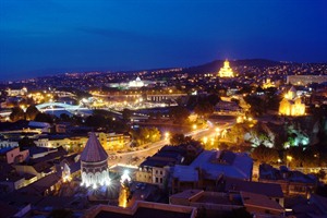 Stock Photo: Night view to Old town of Tbilisi