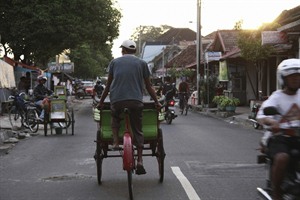 Becak ride, Yogyakarta, Java