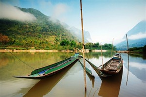 Longtail boats on the Mekong River