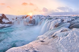 Godafoss waterfall in winter - Iceland
