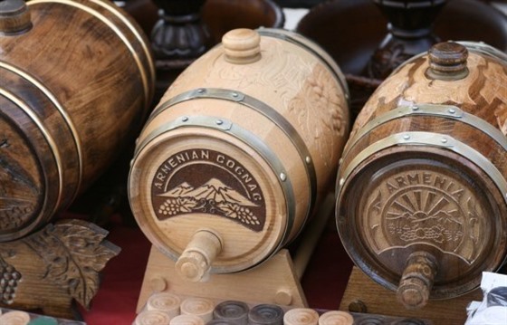 Barrels of Armenian Cognac at a Yerevan market by Arthur Chapman