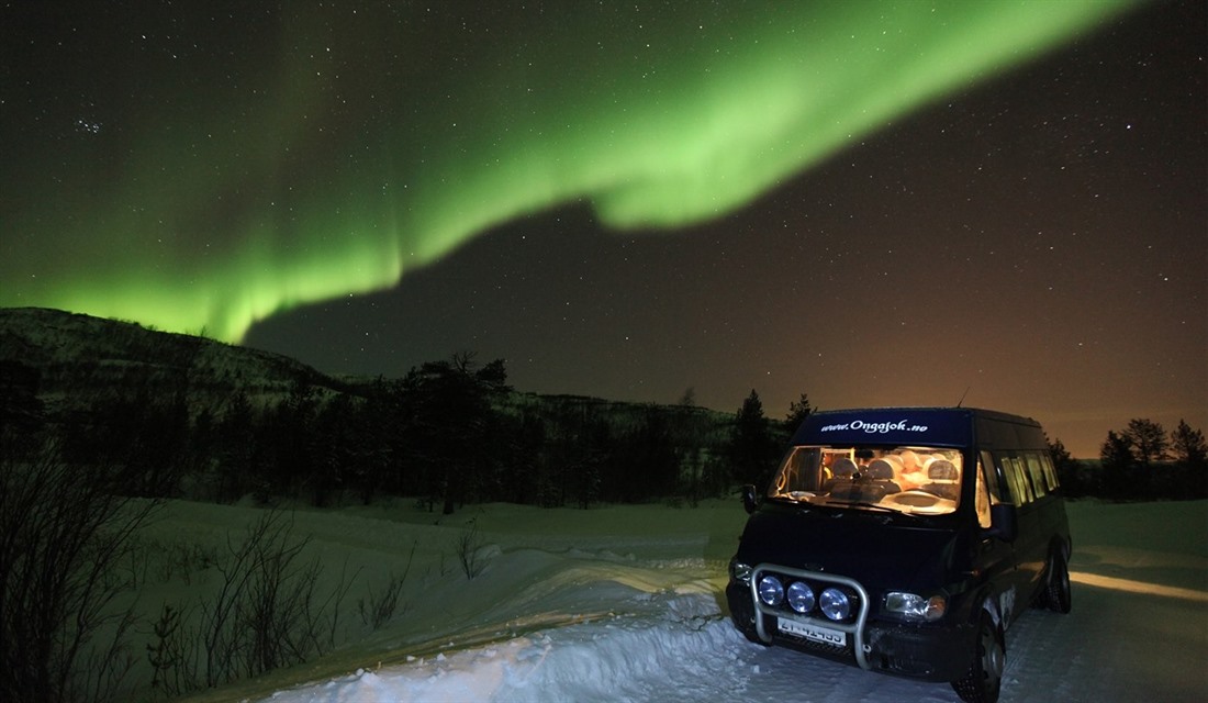 Take a 4WD vehicle into the heart of the Arctic Circle for Northern Lights viewing