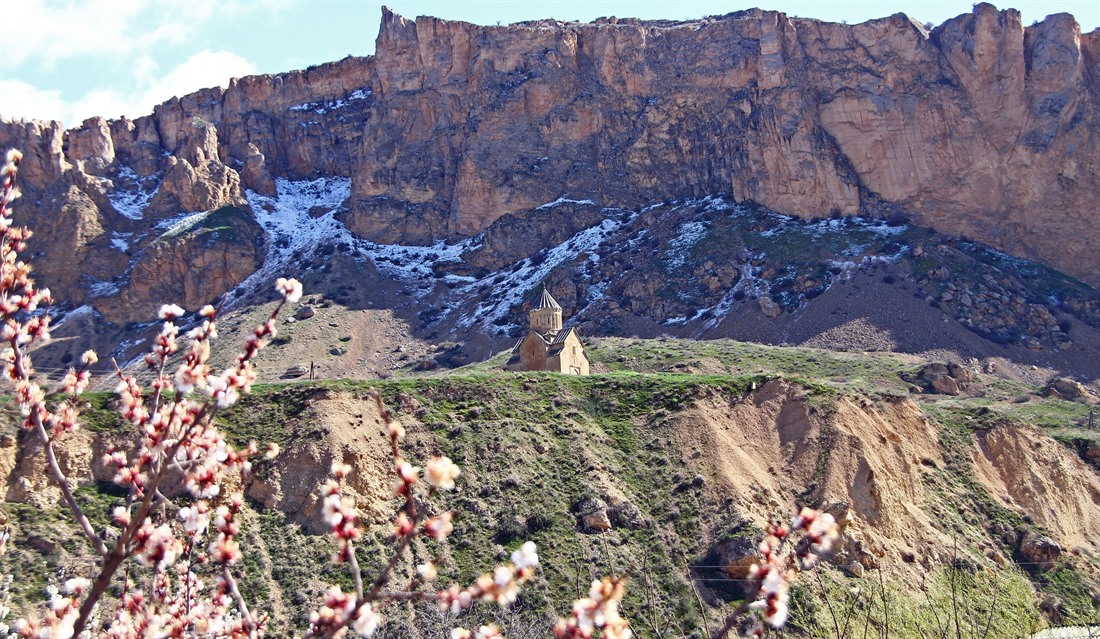 The church and cliffs that overlook Areni