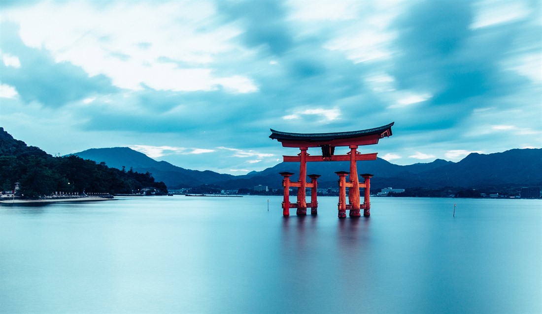 The torii gate of Itsukushima Shrine in Hatsukaichi