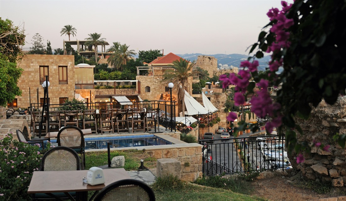 Rooftop restaurant near Byblos harbour, Lebanon
