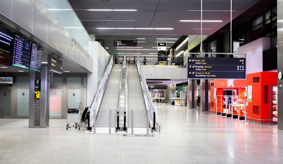 An empty looking Krakow Airport