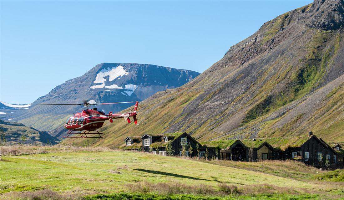 Helicopter taking off at Deplar Farm