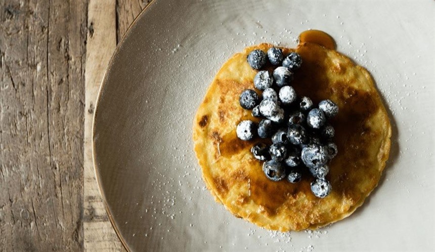 Blueberry pancake at breakfast