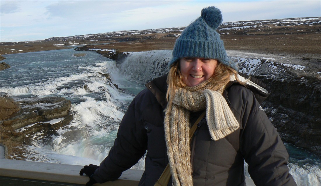 Andrea at Gullfoss Waterfall