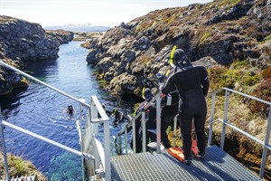 Snorkelling in Silfra, Iceland