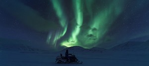 Northern Lights by snowmobile