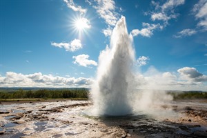 Strokkur geyser in summer