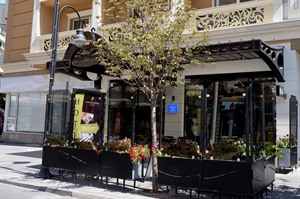 Outdoor terrace at Alexandar Square Hotel