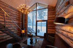 Interior of Log Cabin 1 & 2 at Arctic Retreat