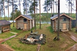 Aerial view of cabins at Arctic Retreat