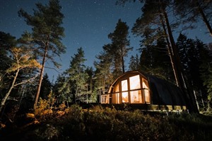 Glamping Lodge Room - Exterior at night