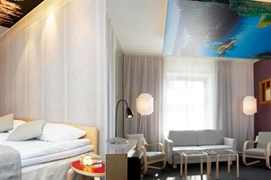 Helka Hotel- Double bedroom & lounge area