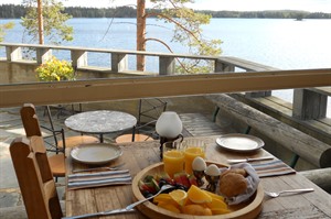 Breakfast by the lake at Hotel Kalevala
