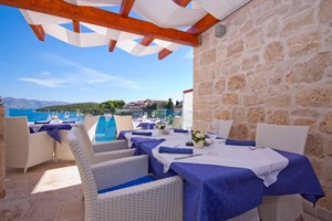 Dining terrace at Hotel Korsal, Korcula town