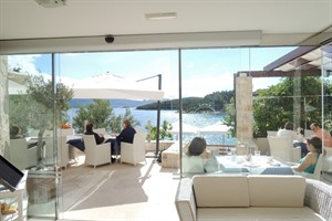 View of terrace at Hotel Korsal, Korcula town