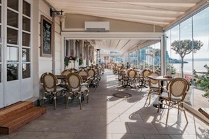 Outdoor terrace at Hotel Piran