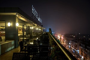 Rooftop bar at Hotel Sirius, Kosovo