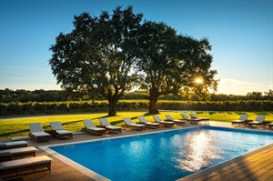 Outdoor swimming pool at Meneghetti Winery