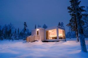 Exterior of cabin at the Northern Lights Ranch