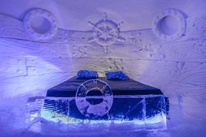 Inside one of the ice rooms at the Snowhotel Kirkenes