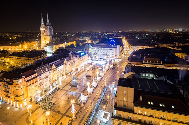 Aerial view of Ban Jelacic Square, Zagreb 