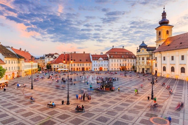 Main Square (Piata Mare) with the City Hall and Brukenthal Palace, Sibiu