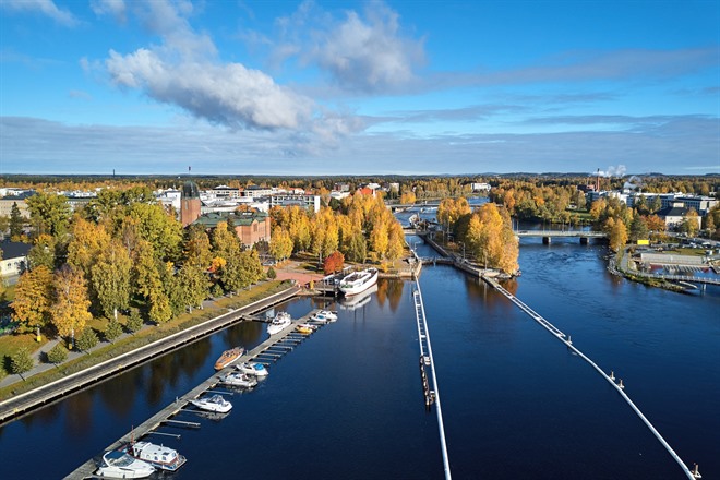 Aerial view of Joensuu channel and Pielisjoki river - Finland