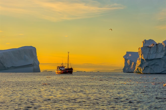 Evening Icebergs Boat 