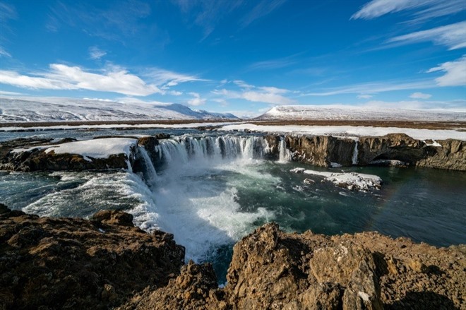 Goðafoss waterfall in winter - Iceland