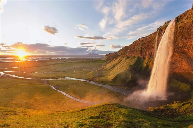 Seljalandsfoss waterfall in Summer - Iceland