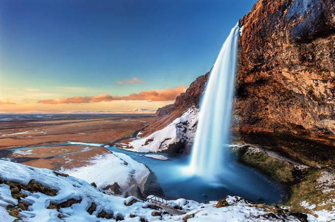 Seljalandsfoss waterfall in Winter - Iceland