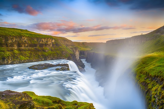 Gullfoss waterfall in Summer - Iceland