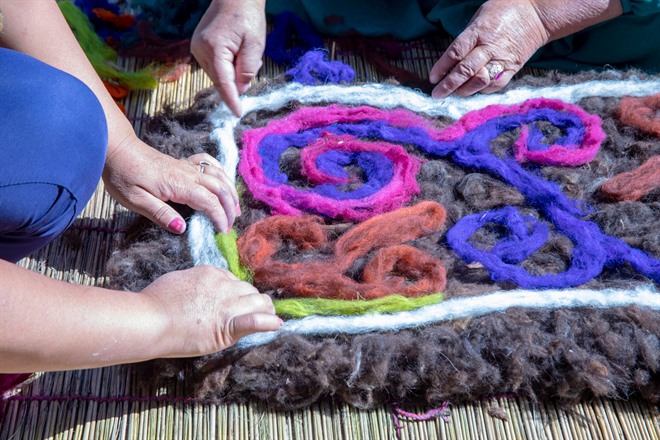 Felt-making at Kochkor Village, Kyrgyzstan