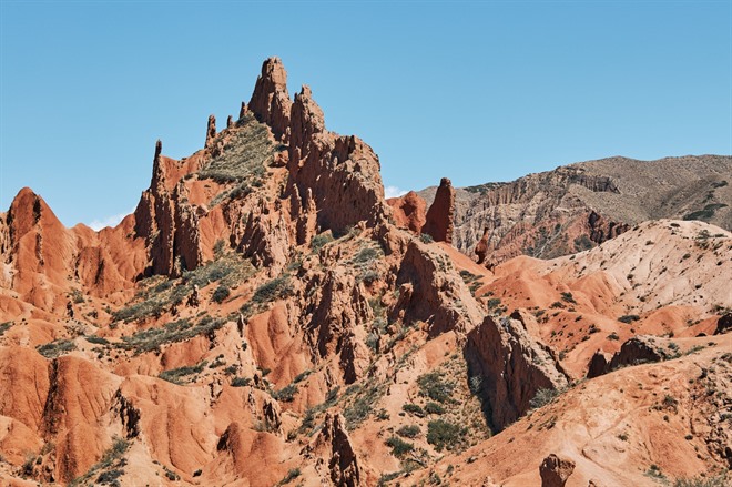Skazka Canyon on the southern shore of Issyk-Kul lake, Kyrgyzstan