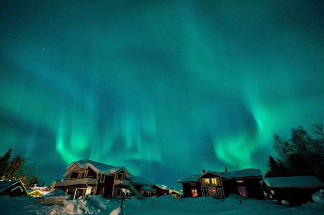 Northern lights over Lapland Guesthouse