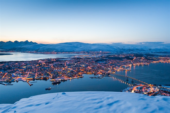 View of Tromsø from the top of the cable car