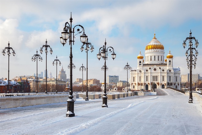 View of Cathedral of Christ the Saviour in snow