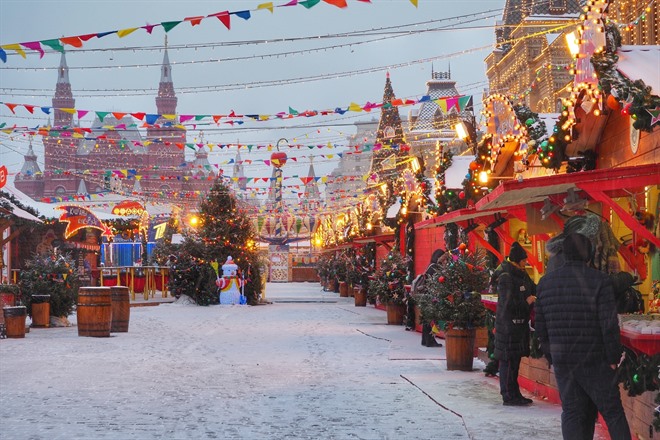 Red Square with the Christmas market stalls