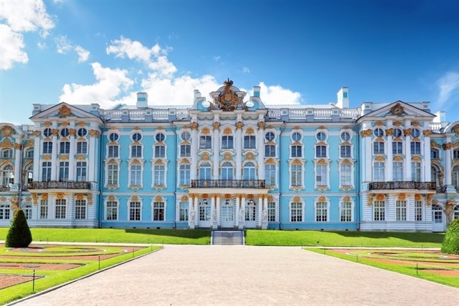The Catherine Palace, located in the town of Tsarskoye Selo (Pushkin)