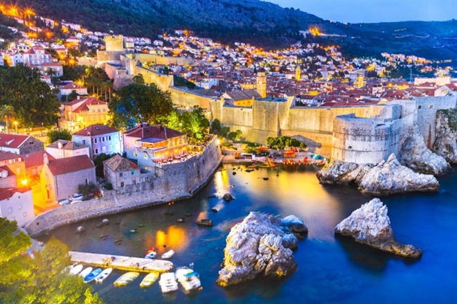 View of Dubrovnik in the evening