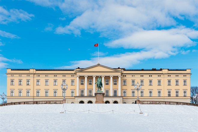 Royal Palace in the snow, Oslo Norway